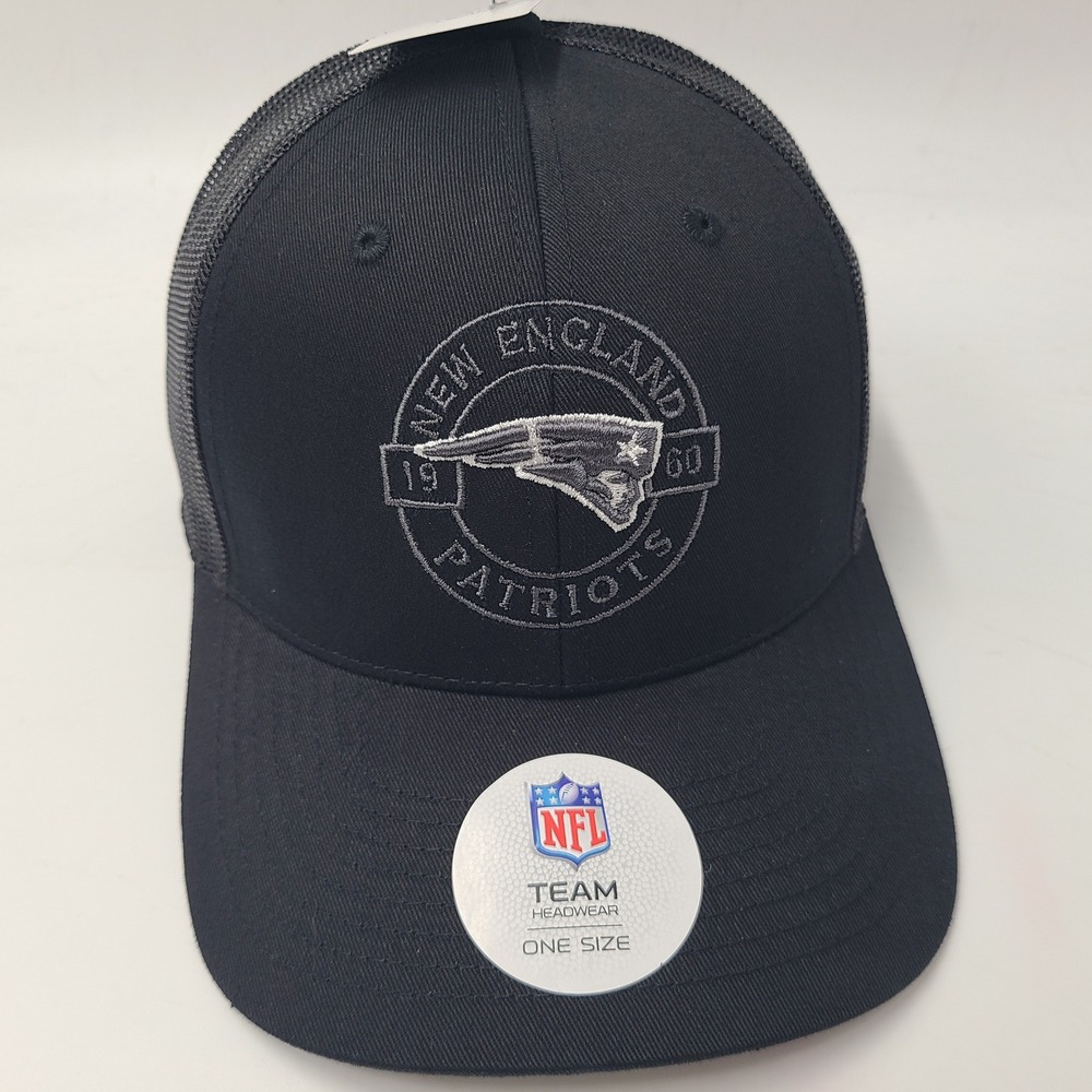 New England Patriots Hat Adjustable Trucker Mesh NFL Team Apparel Black Logo Men